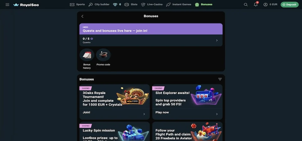RoyalSea Casino — promocije i bonusi
